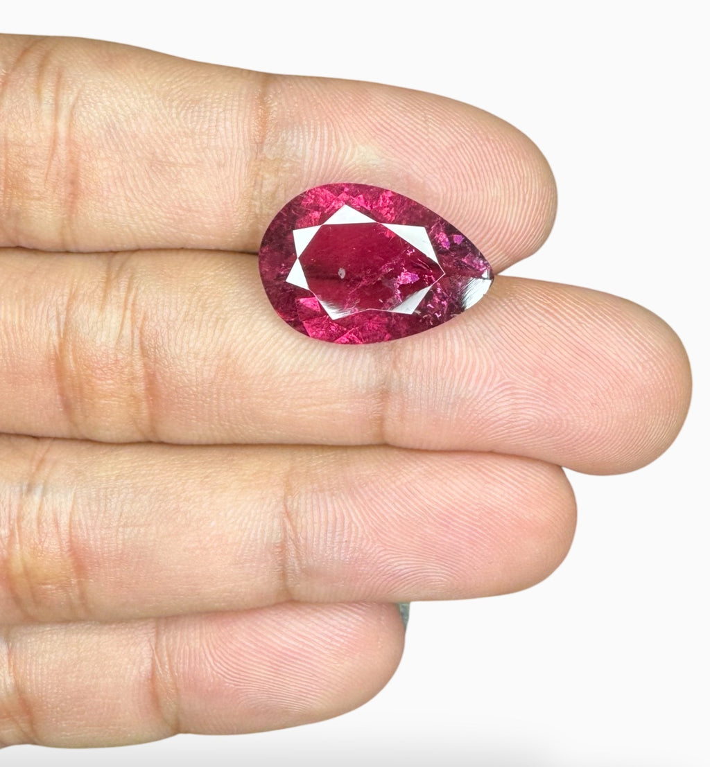 Rubellite Tourmaline Stone 11.12 Carats 19.7 X 13.5 mm Pear Cut