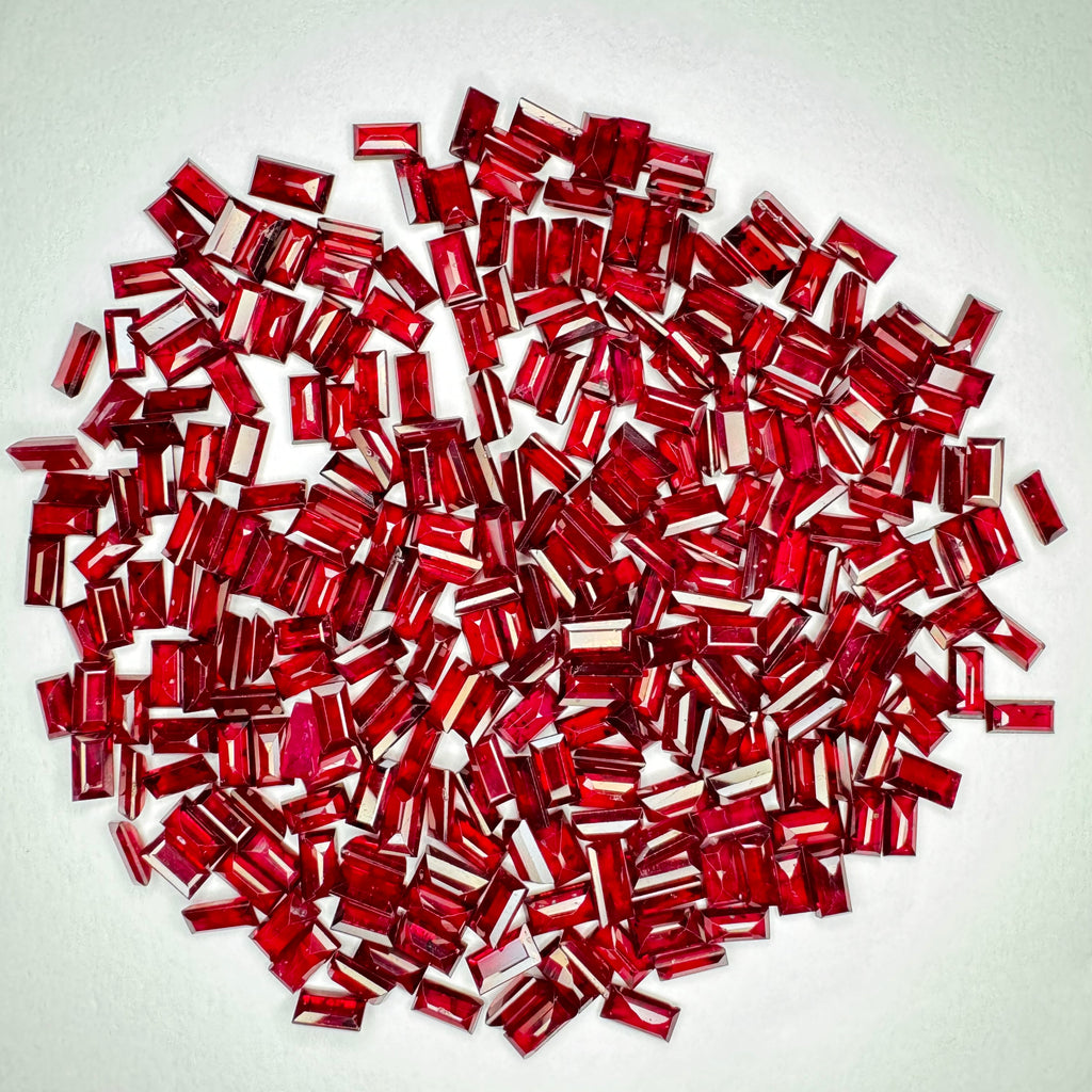 Natural Ruby Baguettes 3x1.5mm,4x2 mm, 5 X 2.5 mm  From Mozambique (Pigeon Blood)