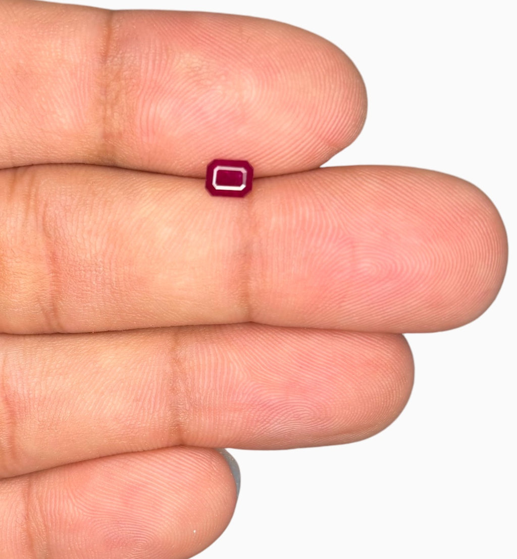 Natural Ruby Stone 0.44 Carats Emerald Cut Shape Mozambique Origin Size 5x4mm