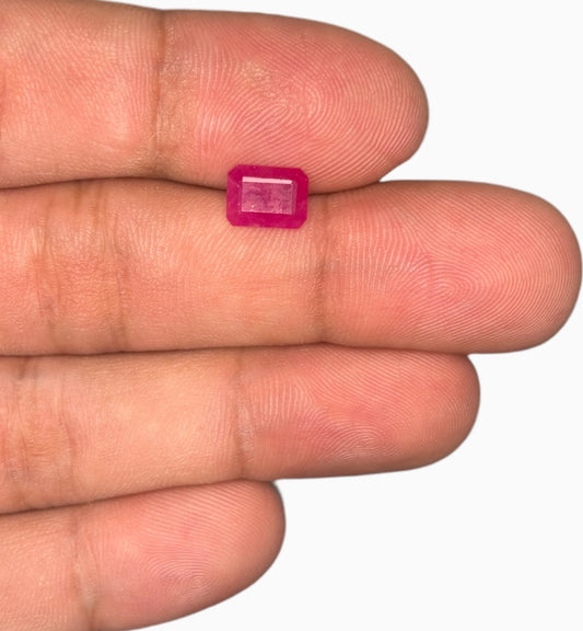 Natural Ruby Stone 1.73 Carats Emerald Cut Shape Mozambique Origin Size 8x6mm