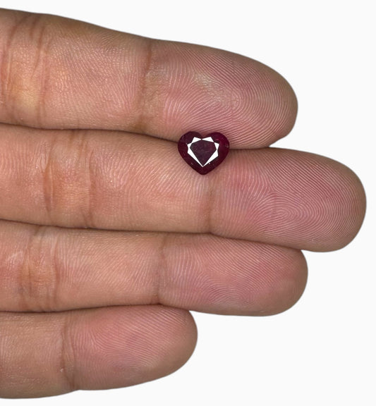 Natural ruby Stone 2.42 Carats Heart Shape 8.5x7.2mm