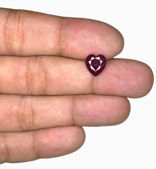 Natural ruby Stone 2.66 Carats Heart Shape 9x8.7mm