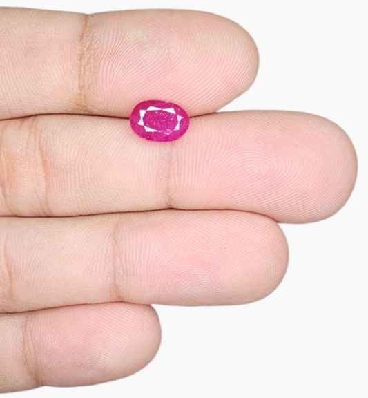 Natural Ruby Stone 2.10 Carats Oval Shape Mozambique Origin Size 9x6.4mm