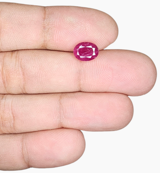 Natural Ruby Stone 2.61 Carats Oval Shape Mozambique Origin Size 8.5x8.7mm