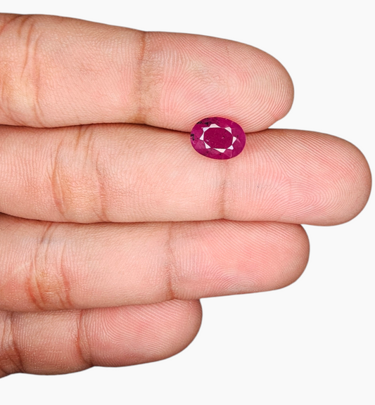 Natural Ruby Stone 2.65 Carats Oval Shape Mozambique Origin Size 9x7mm