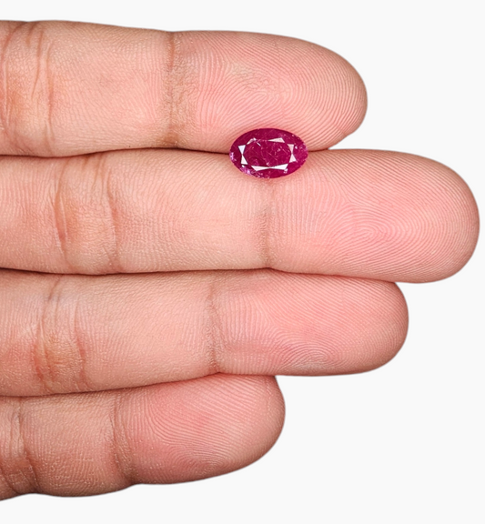 Natural Ruby Stone 2.84 Carats Oval Shape Mozambique Origin Size 10x6.7mm