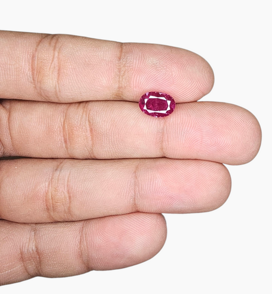 Natural Ruby Stone 3.48 Carats Oval Shape Mozambique Origin Size 10x7mm