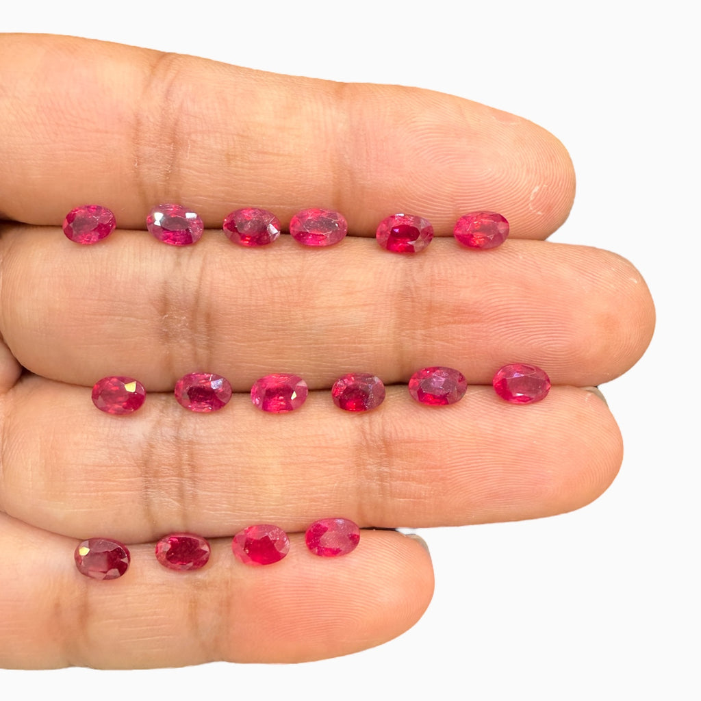 Ruby Oval Stone (GF) 6x4 mm Lot From 0.50 - 0.80 Carats Calibration