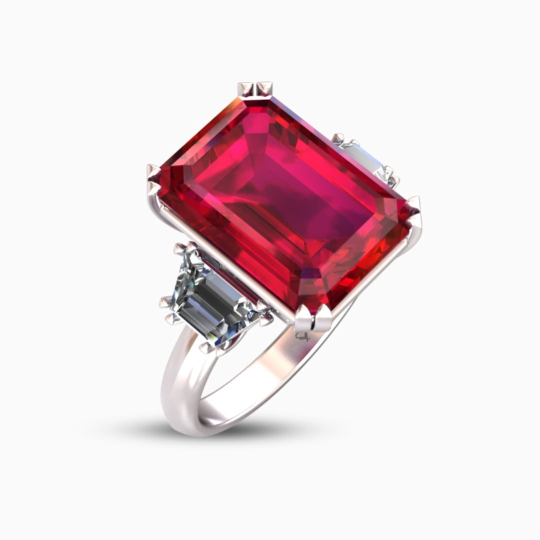 Ruby Ring 18K White Gold | Nadia