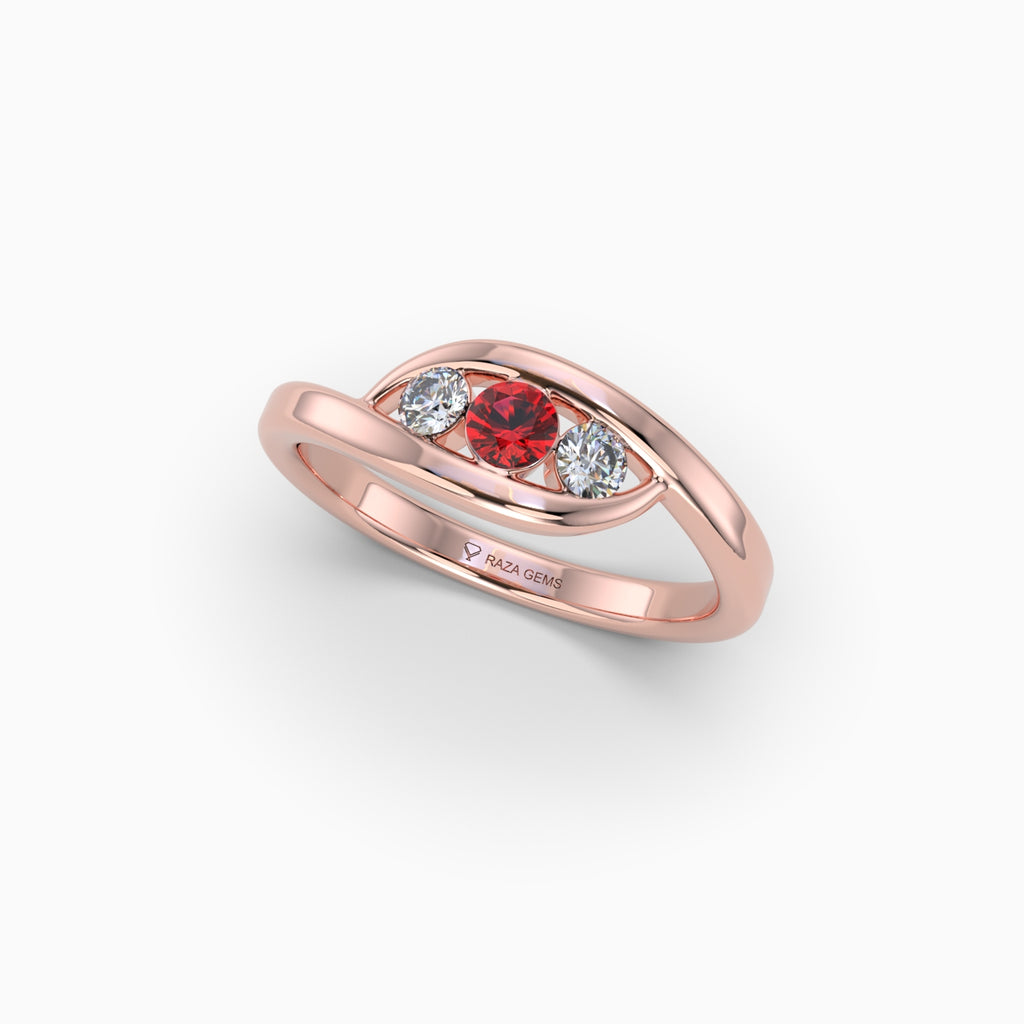 Natural Ruby and Diamond Ring in Gold - Maisy