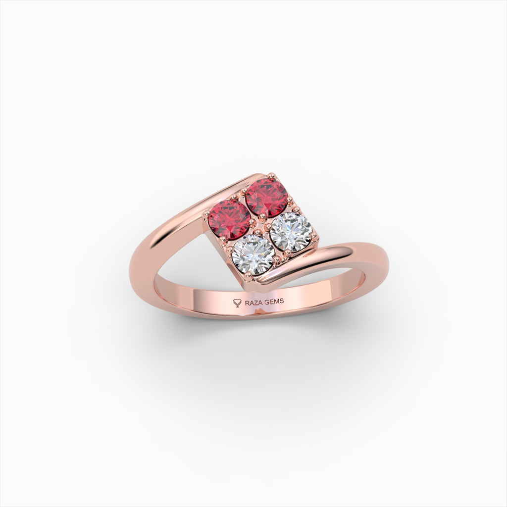 Natural Ruby and Diamond Ring in Gold - Aadhya