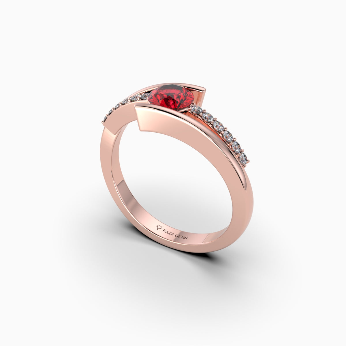 Natural Ruby and Diamond Ring in Gold - Elisabeth
