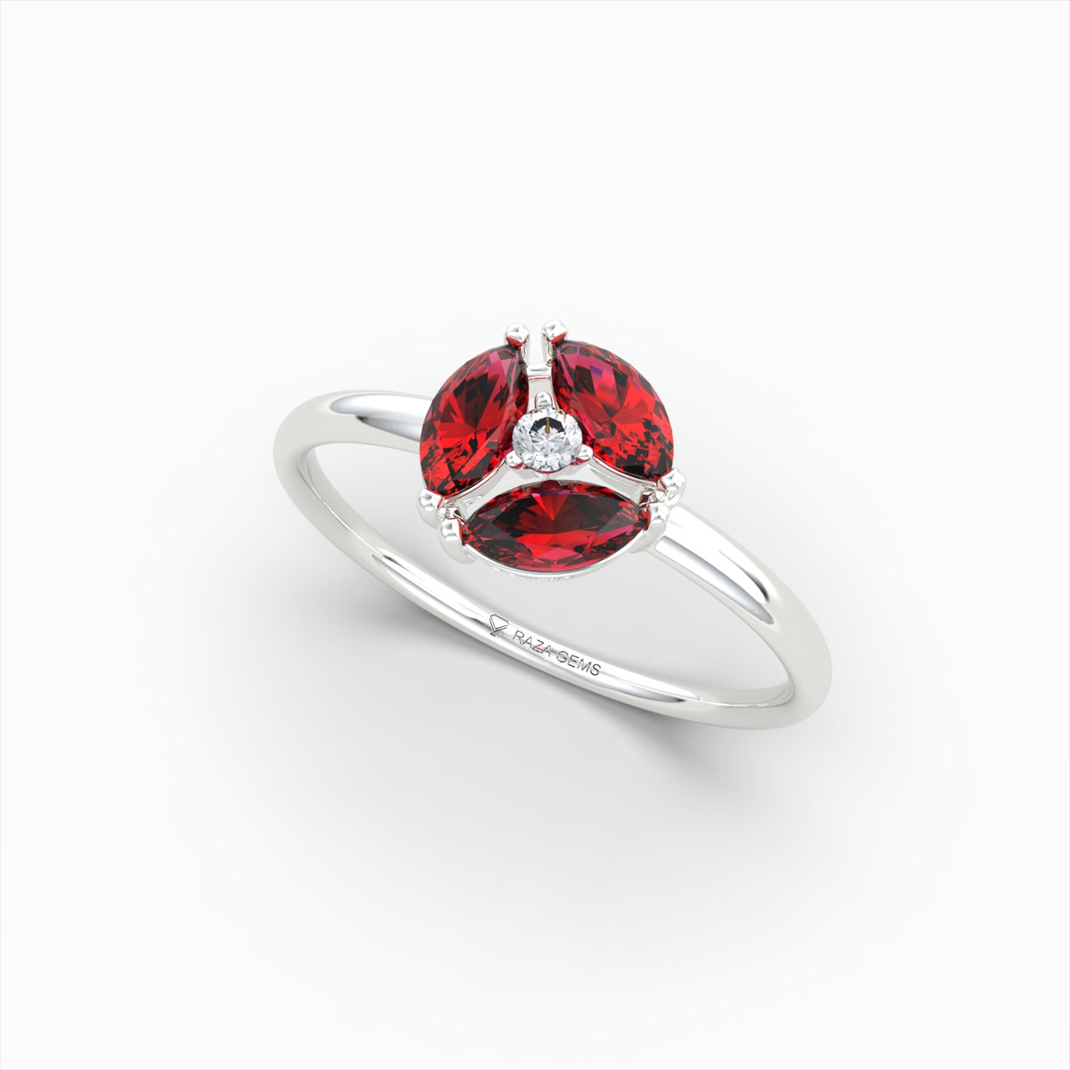 Natural Ruby and Diamond Ring in Gold - Barbara