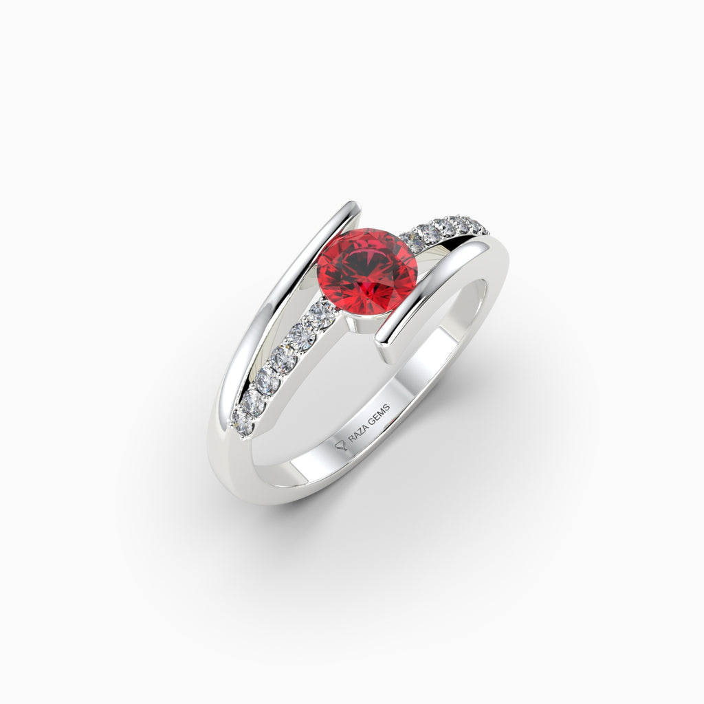 Natural Ruby and Diamond Ring in Gold - Elisabeth