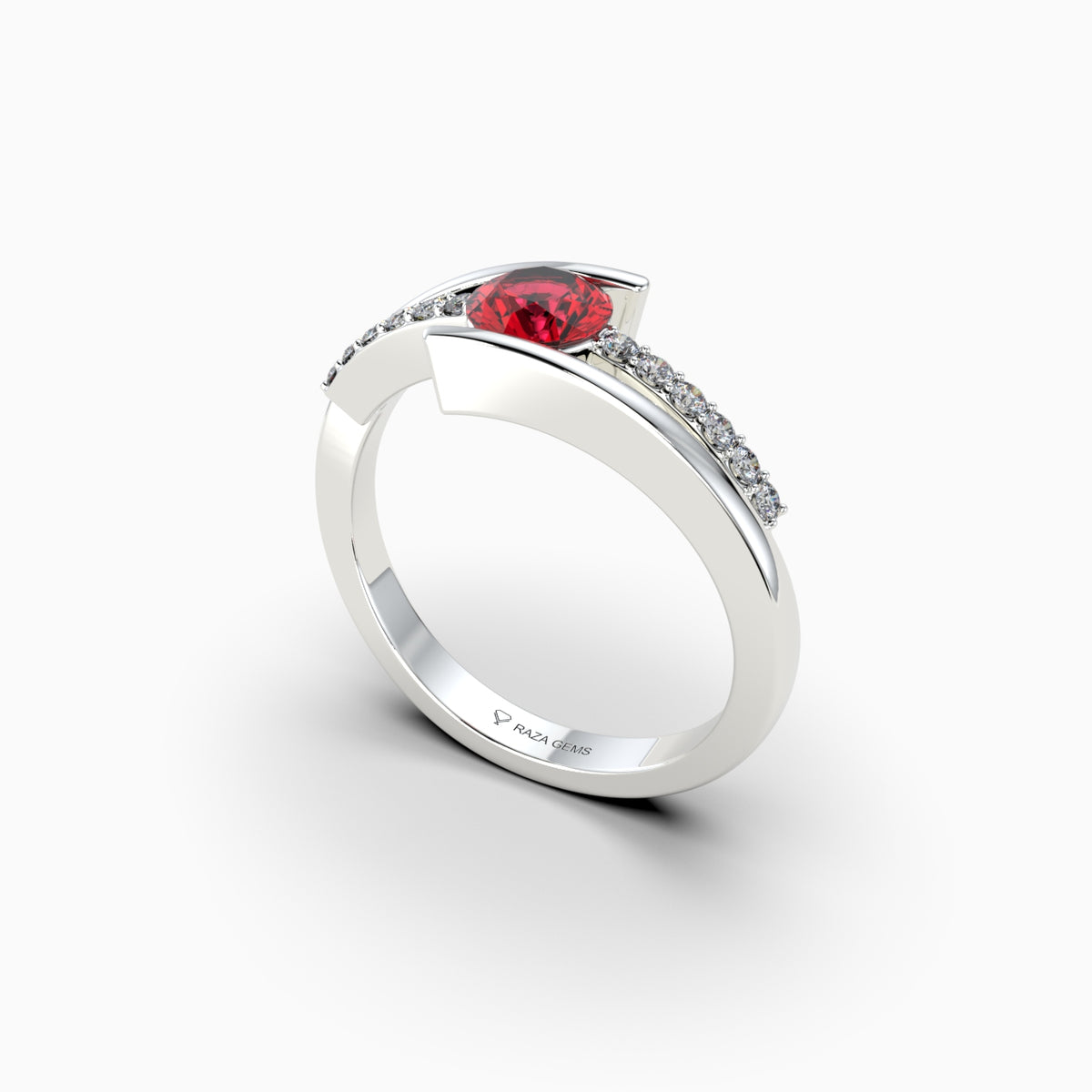 Natural Ruby and Diamond Ring in Gold - Elisabeth