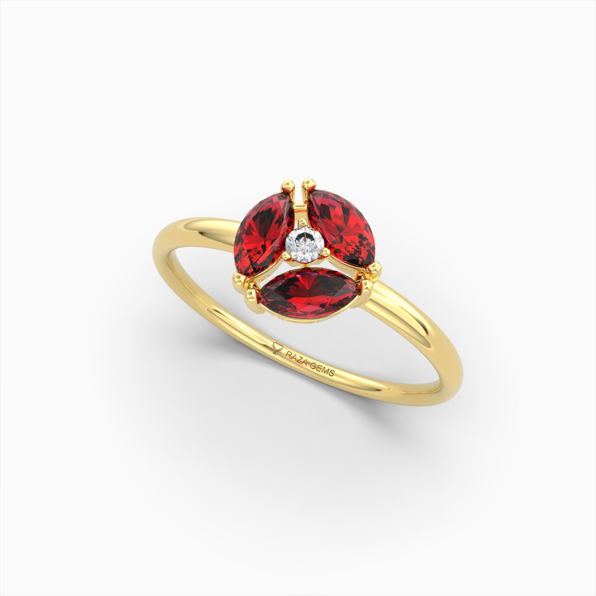 Natural Ruby and Diamond Ring in Gold - Barbara