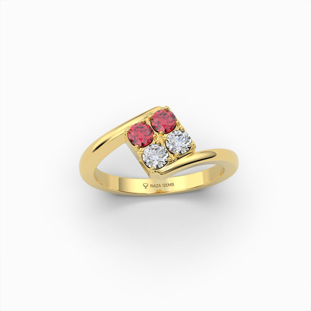Natural Ruby and Diamond Ring in Gold - Aadhya