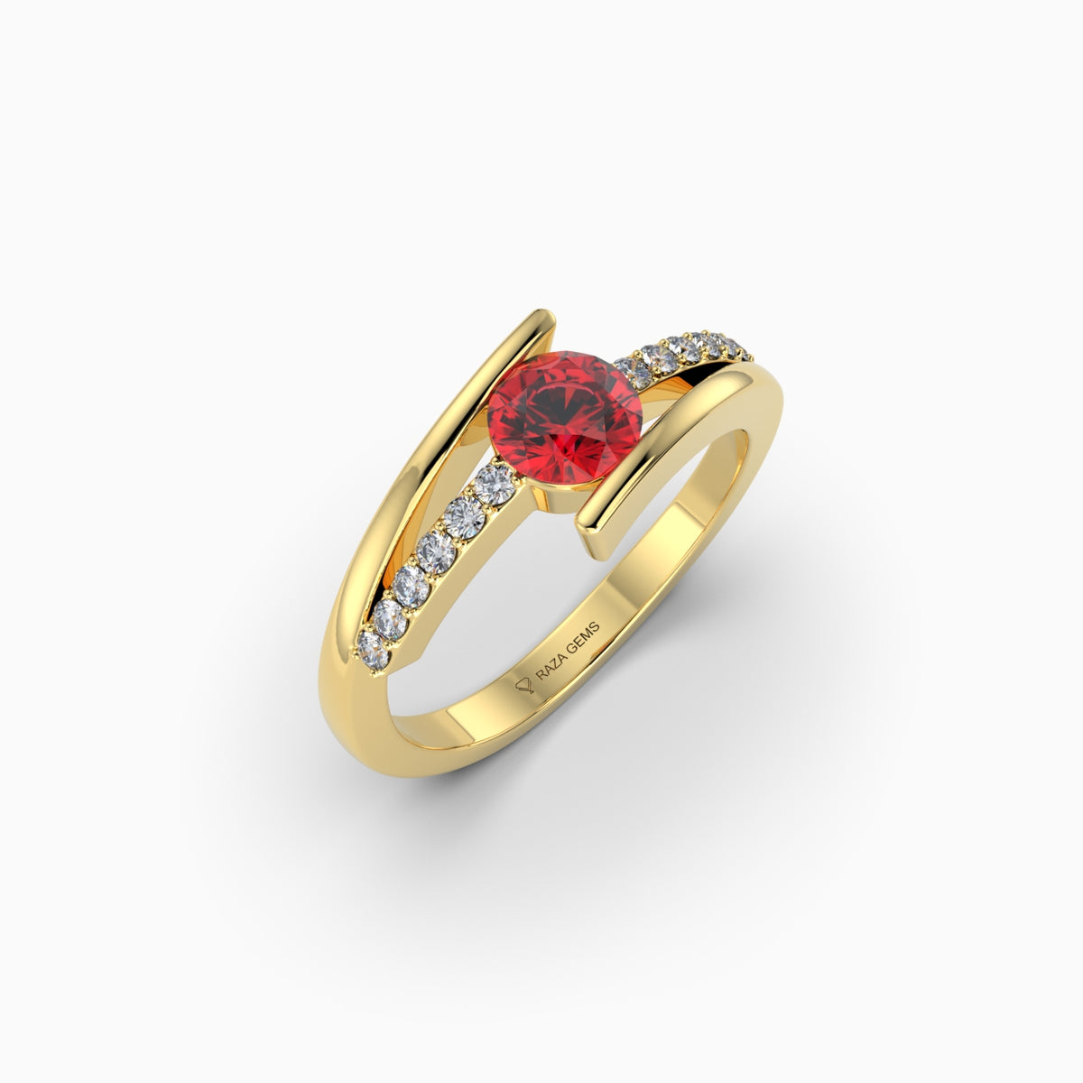 Natural Ruby and Diamond Ring in Gold - Elisabeth