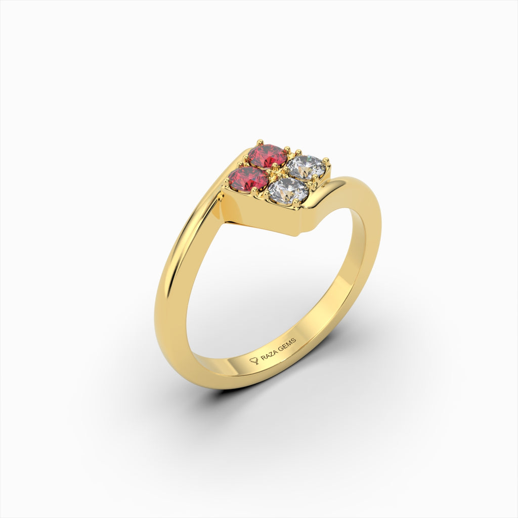 Natural Ruby and Diamond Ring in Gold - Aadhya