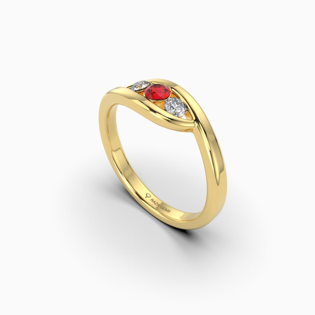 Natural Ruby and Diamond Ring in Gold - Maisy