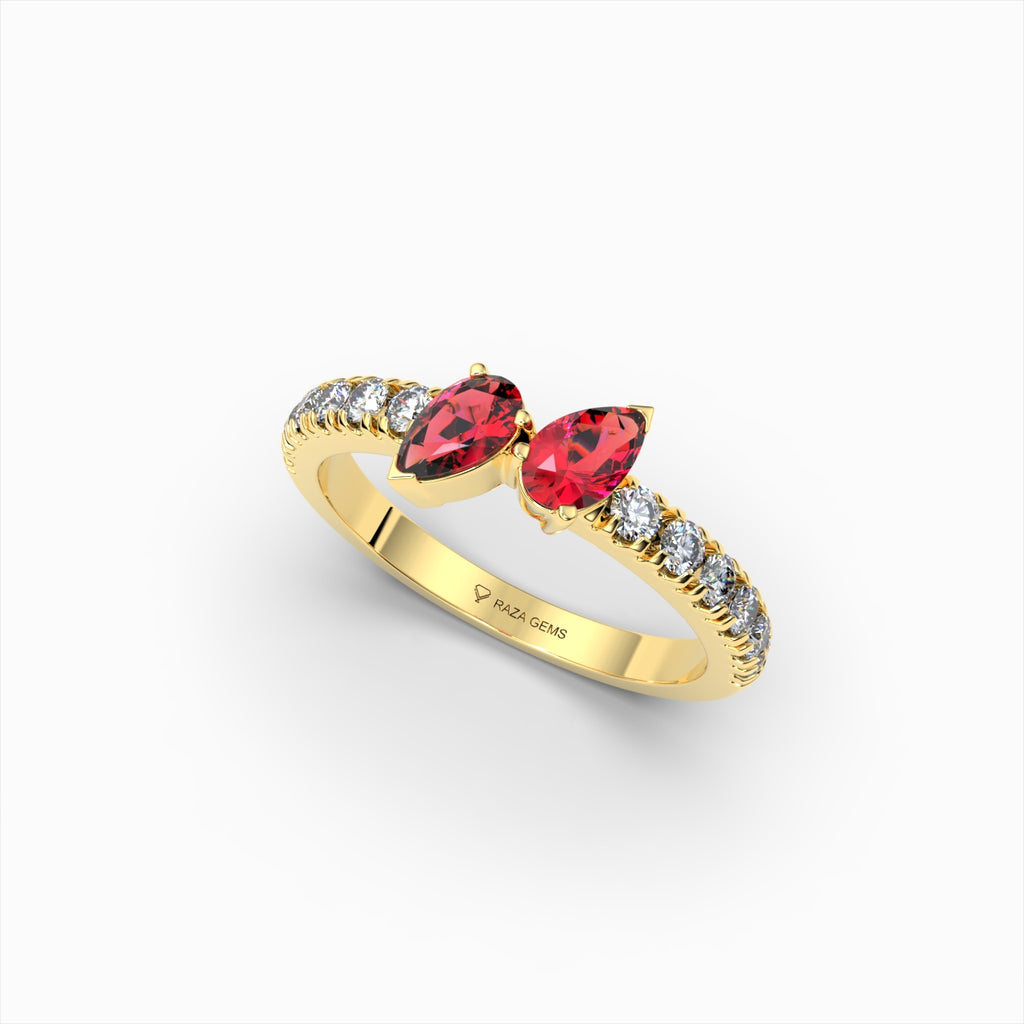 Natural Ruby and Diamond Ring in Gold - Winona