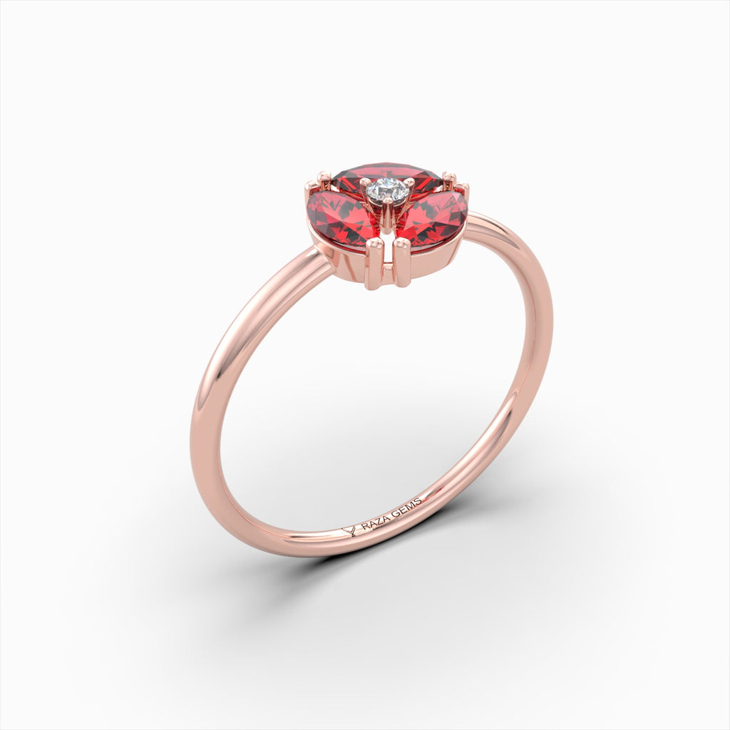 Natural Ruby and Diamond Ring in Gold - Barbara