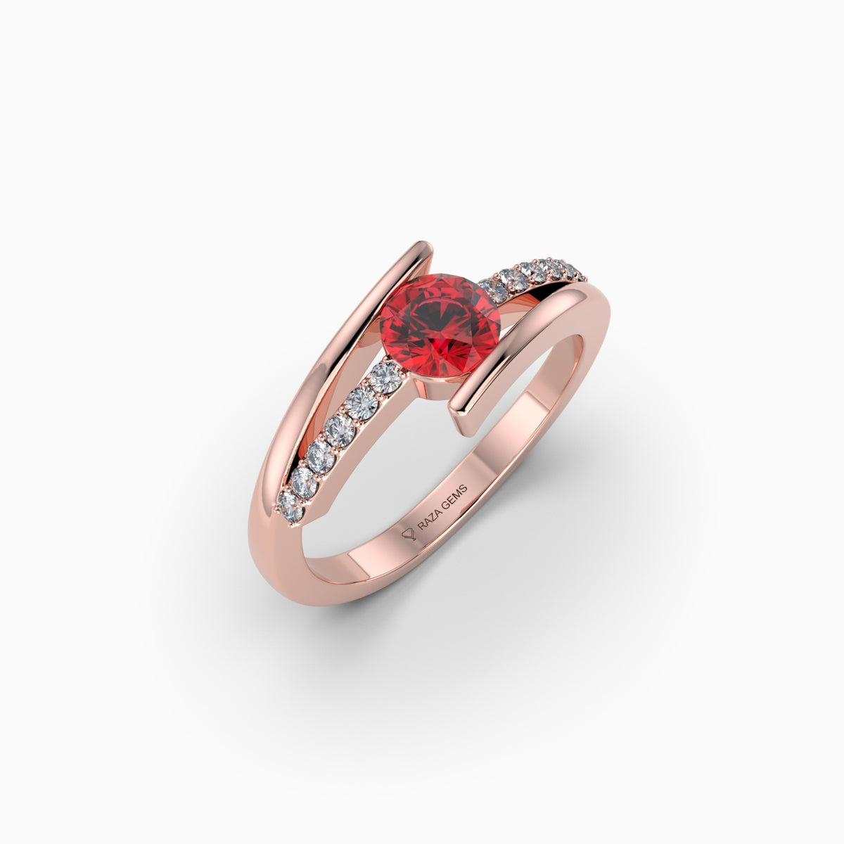 Natural Ruby and Diamond Ring in Gold - Elisabeth