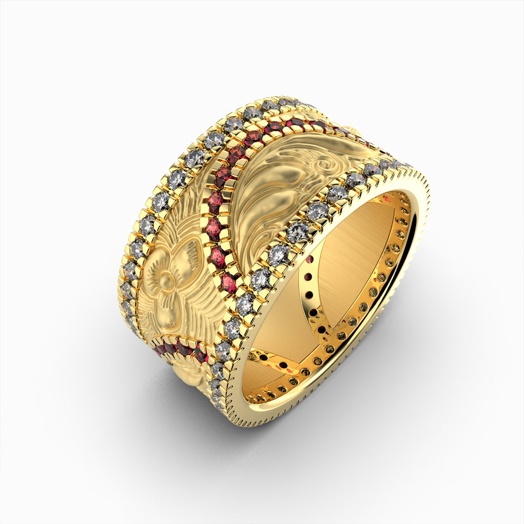 Natural Diamond and Ruby Ring Gold: Emiliana