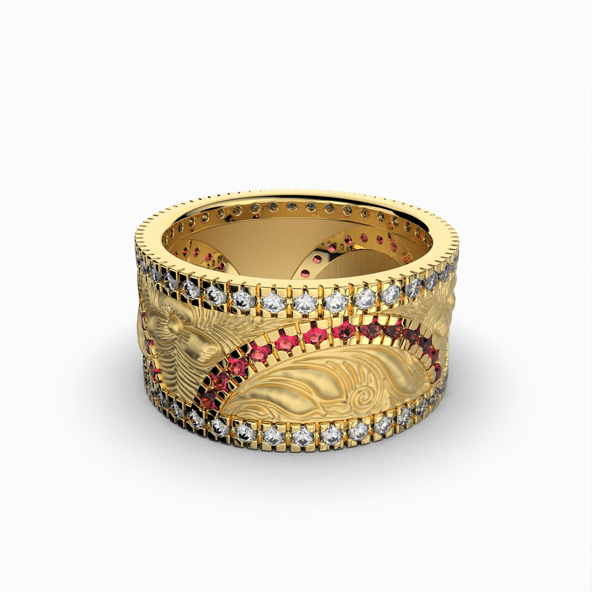 Natural Diamond and Ruby Ring Gold: Emiliana