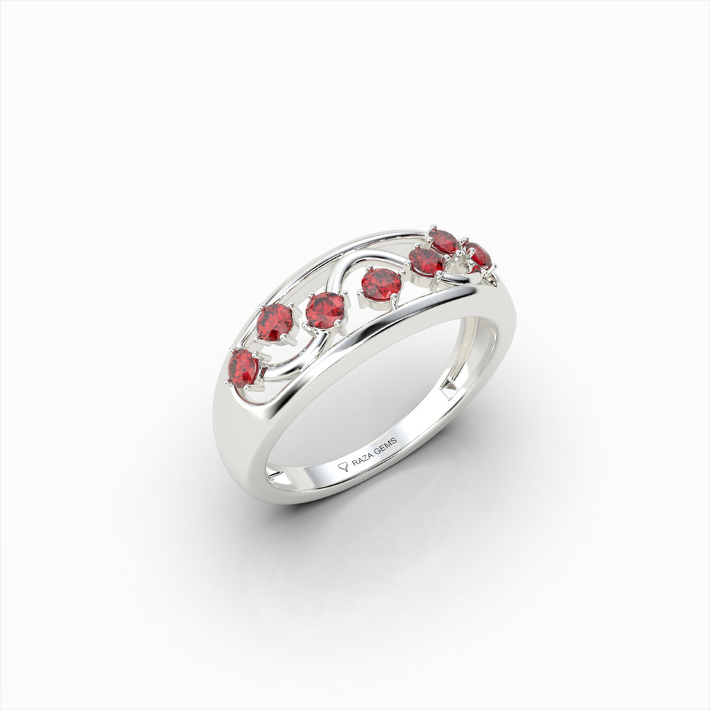 ElianaGrace Curved Ruby Wave Ring in 18K Solid Gold