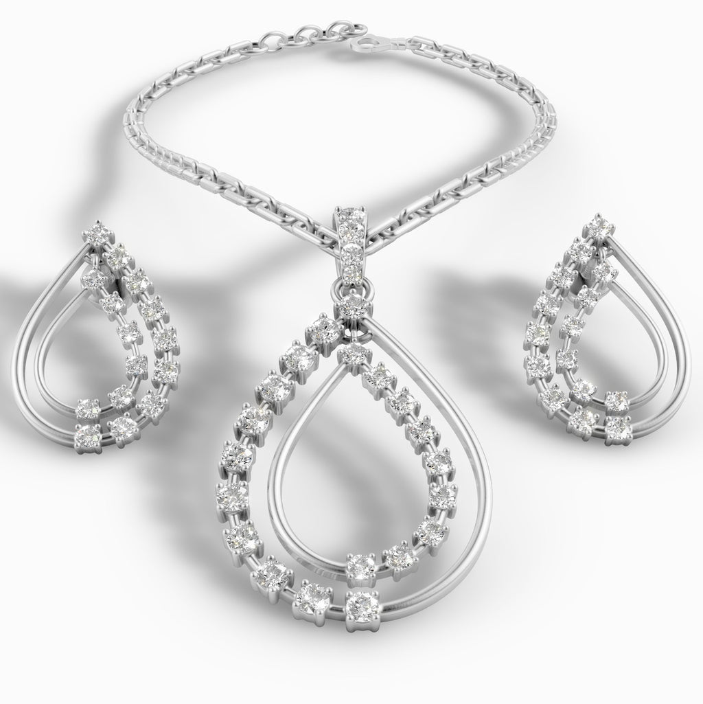 Diamond Pendant & Earrings Set – 18K Gold, 7.50g (Total Diamond Weight: 1.76 ct)