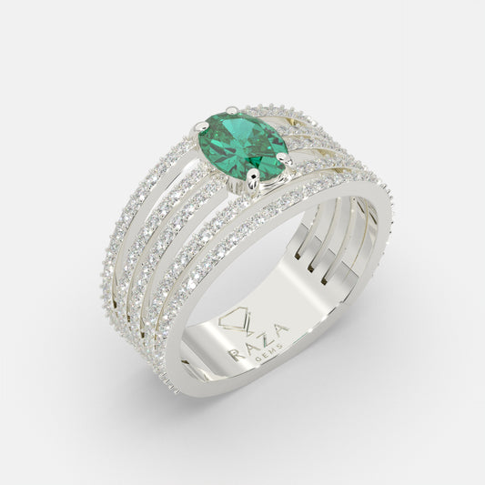 Sabriyya Emerald Ring Silver