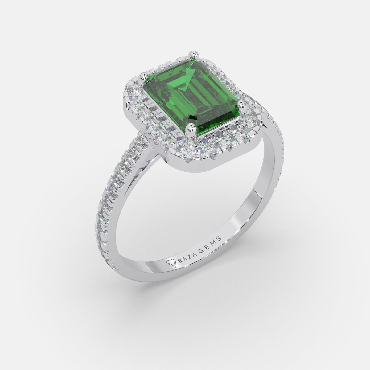 Sayyida Emerald Ring 18k White Gold