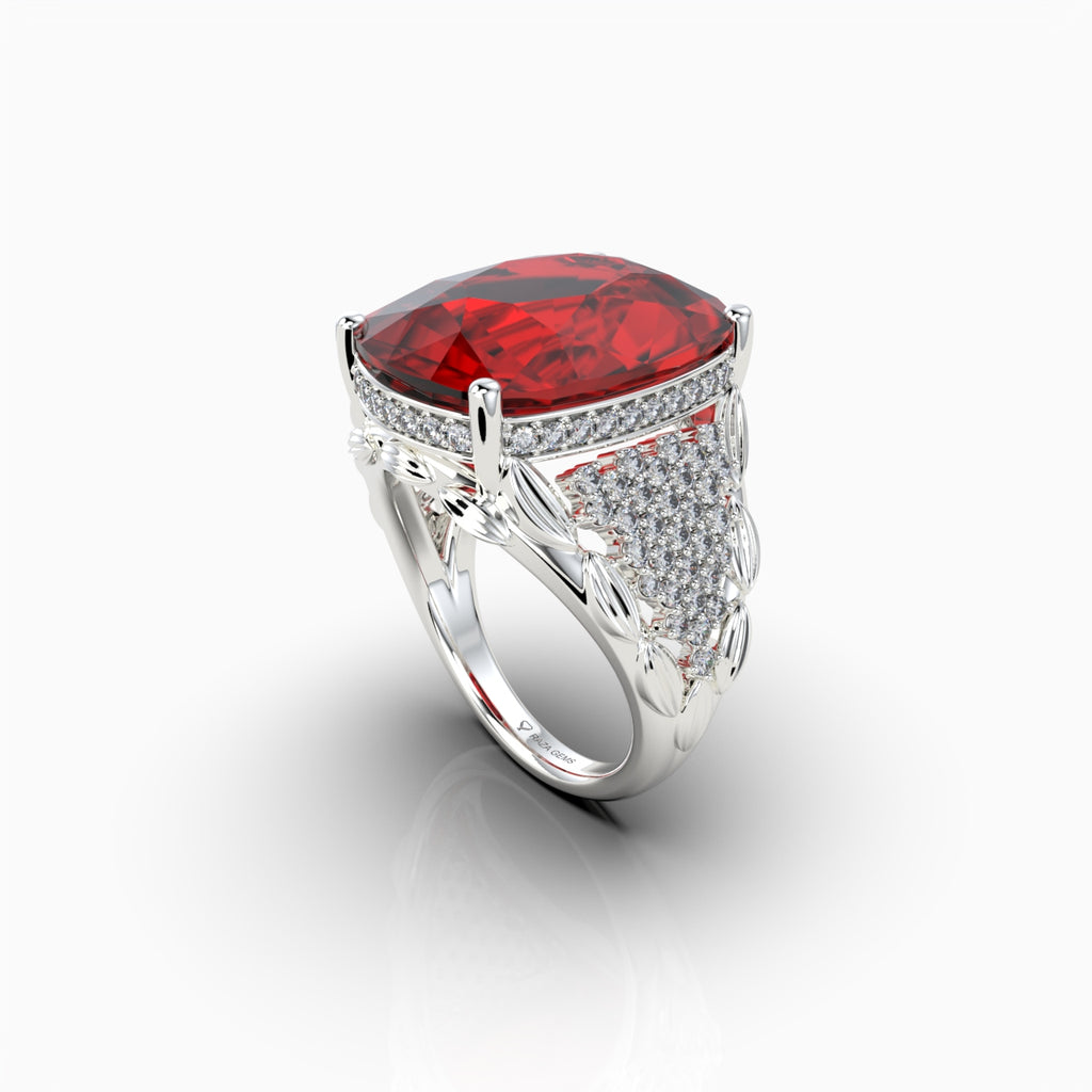 Natural Ruby Cocktail Ring in Gold with Natural Diamonds 10+ Carats Ruby