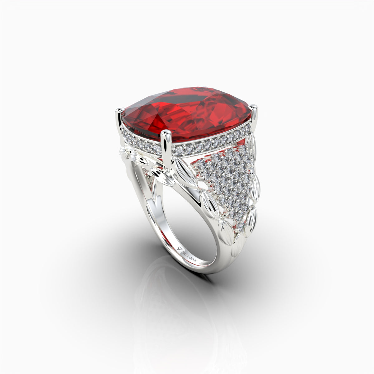 Natural Ruby Cocktail Ring in Gold with Natural Diamonds 10+ Carats Ruby