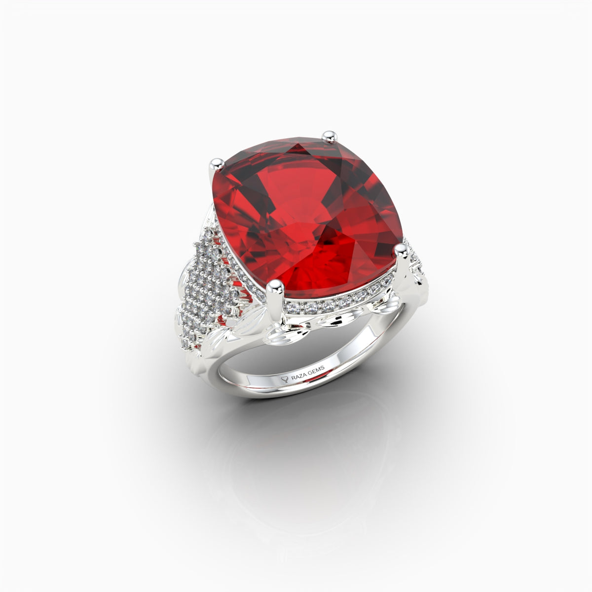 Natural Ruby Cocktail Ring in Gold with Natural Diamonds 10+ Carats Ruby