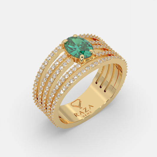 Shahnaz Emerald Ring 18k Yellow Gold