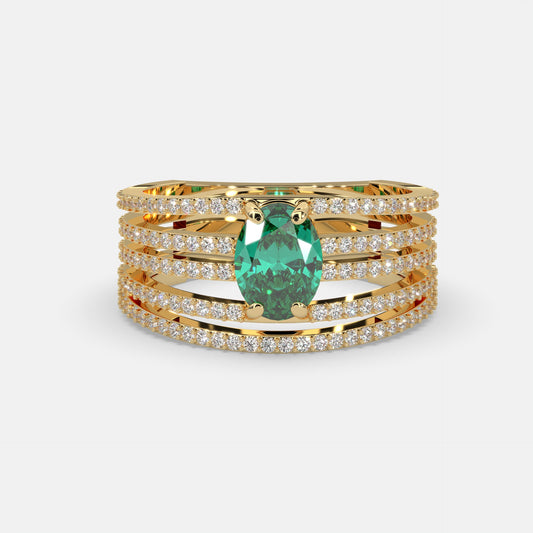 Shahnaz Emerald Ring 18k Yellow Gold
