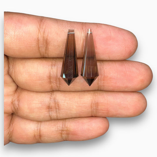 Smoky Topaz Fancy Cut Drop Pair For Earrings 17.16 Carats