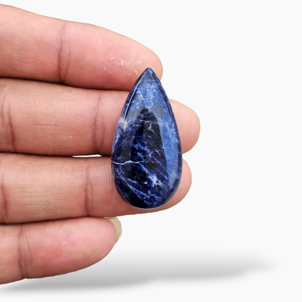 Sodalite Gemstone 29.97 Carats with 36 by 18.5 mm Pear Cut Shape