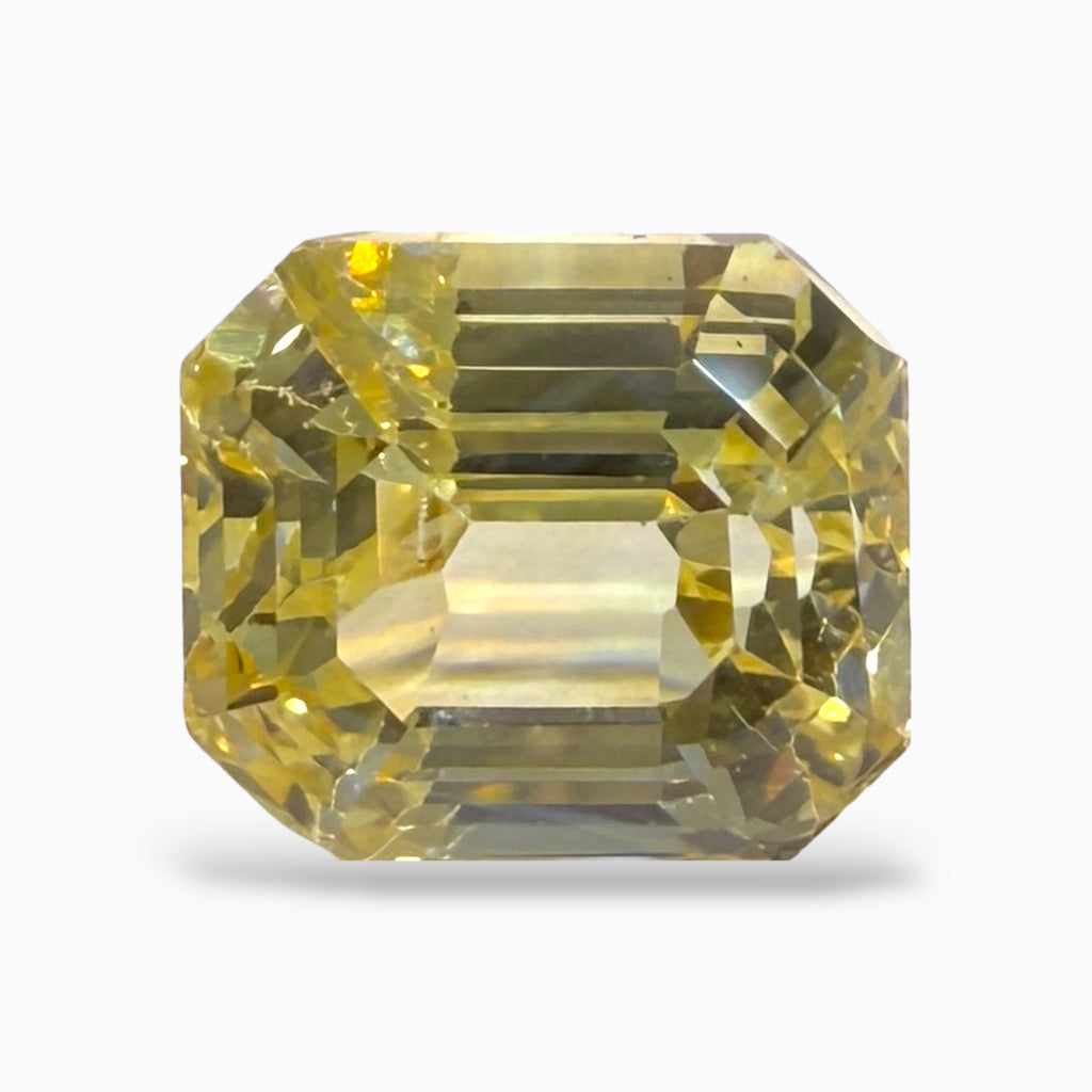 Srilankan Emerald Cut Yellow Sapphire Precious Stone 6.52 Carats
