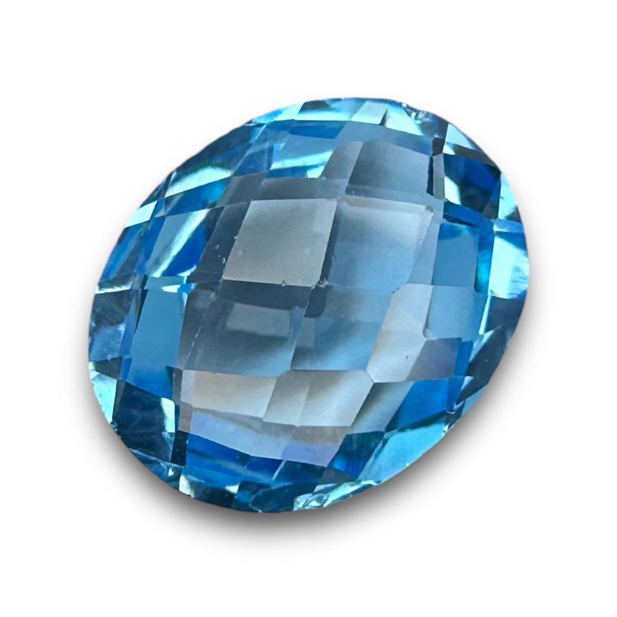 Swiss Blue Topaz 5.77 Carats Oval Shape Stone Size 12X9.9mm Rose Cut