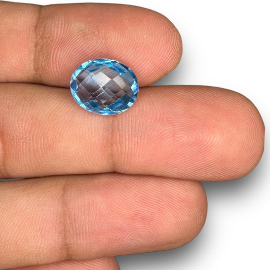 Swiss Blue Topaz 5.77 Carats Oval Shape Stone Size 12X9.9mm Rose Cut