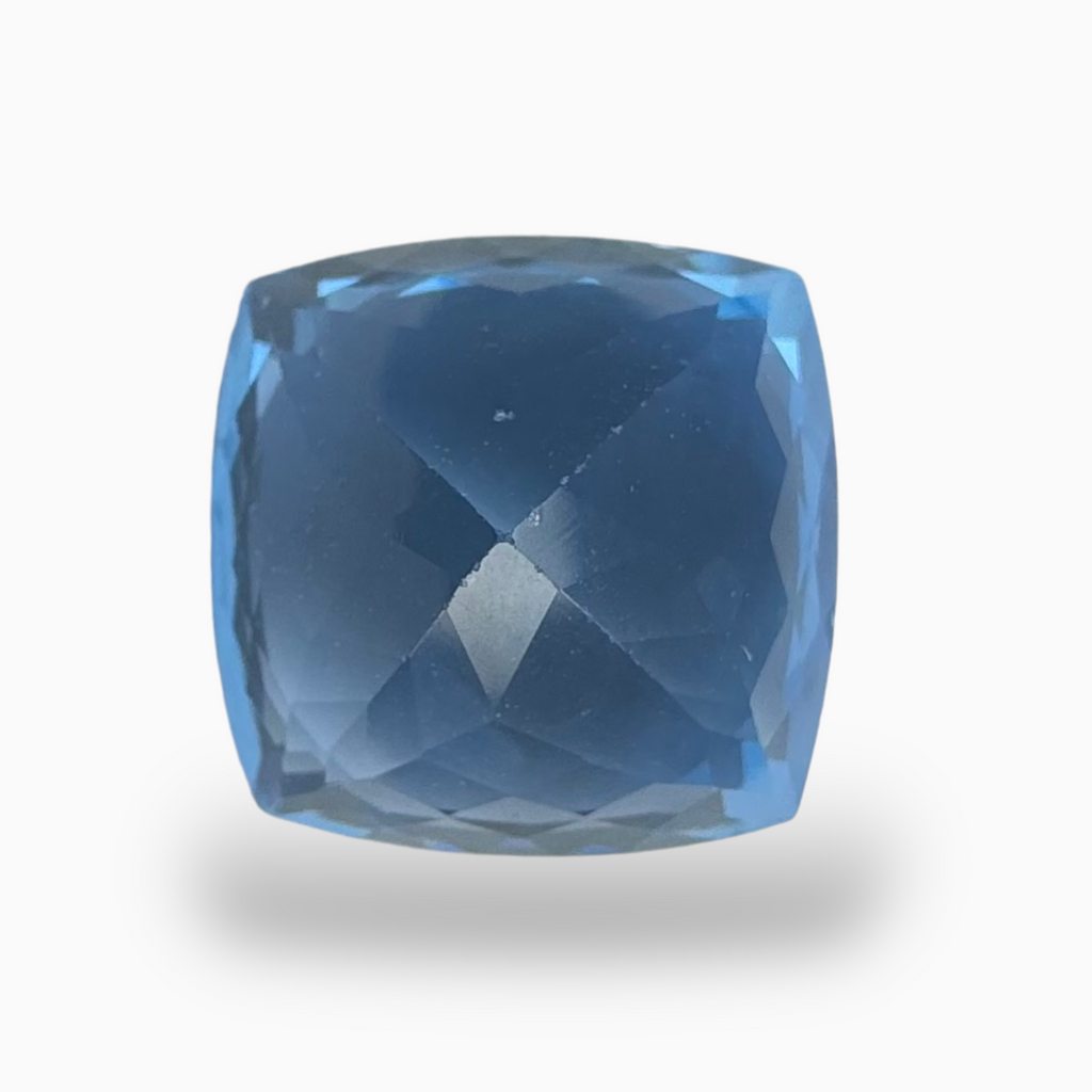 Deep Swiss Blue Topaz Cushion Shape 15.33 Carats Stone Size 14.5mm