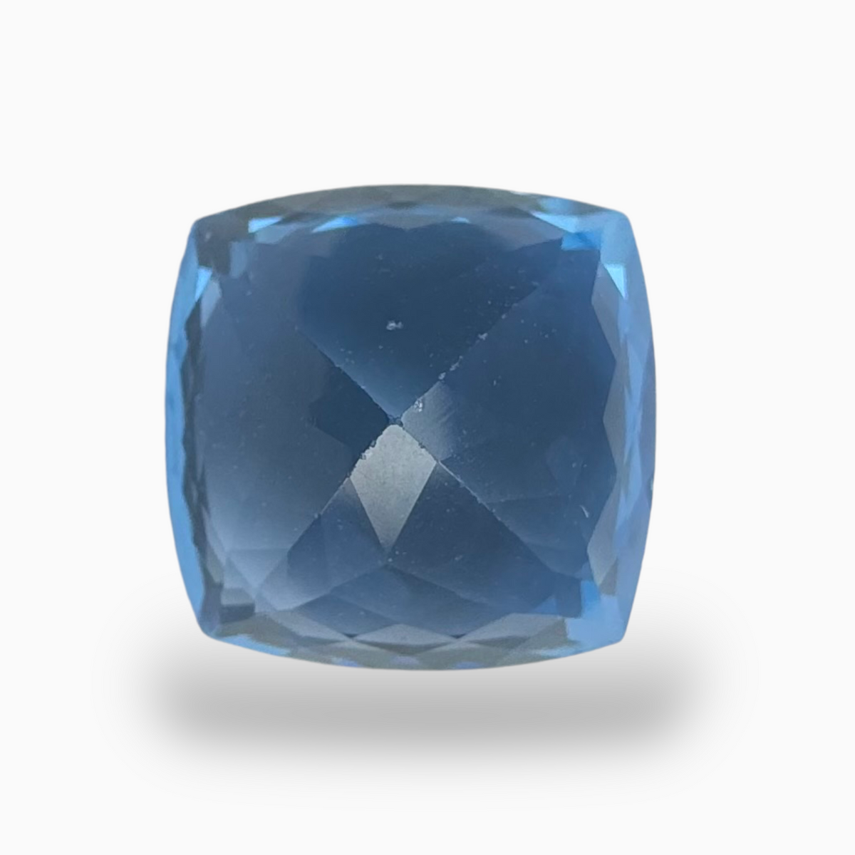 Deep Swiss Blue Topaz Cushion Shape 15.33 Carats Stone Size 14.5mm