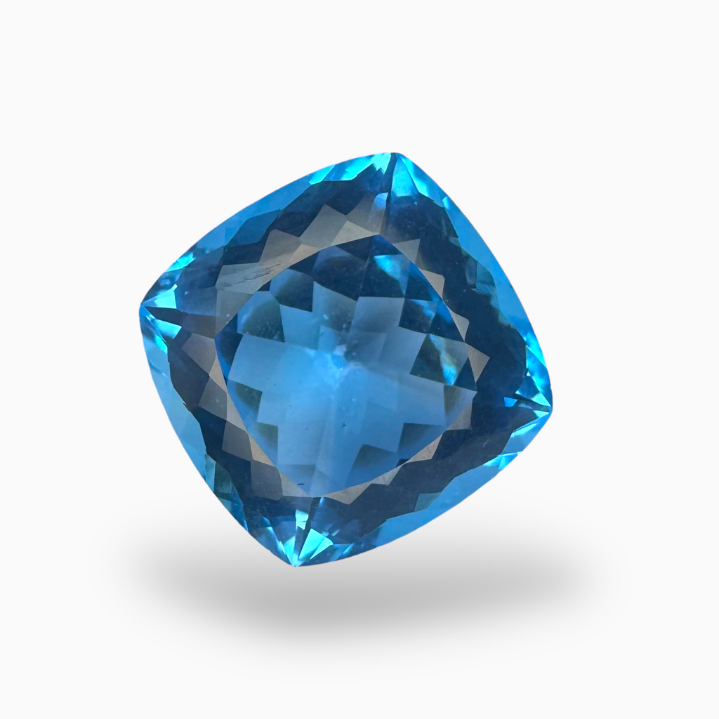 Deep Swiss Blue Topaz Cushion Shape 10.01 Carats Stone Size 13mm