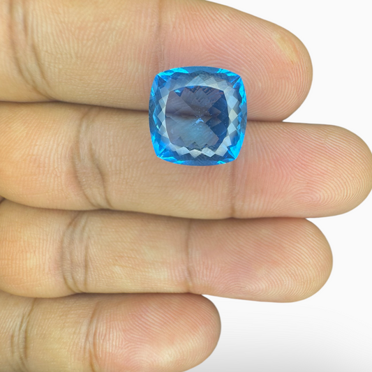 Deep Swiss Blue Topaz Cushion Shape 10.01 Carats Stone Size 13mm