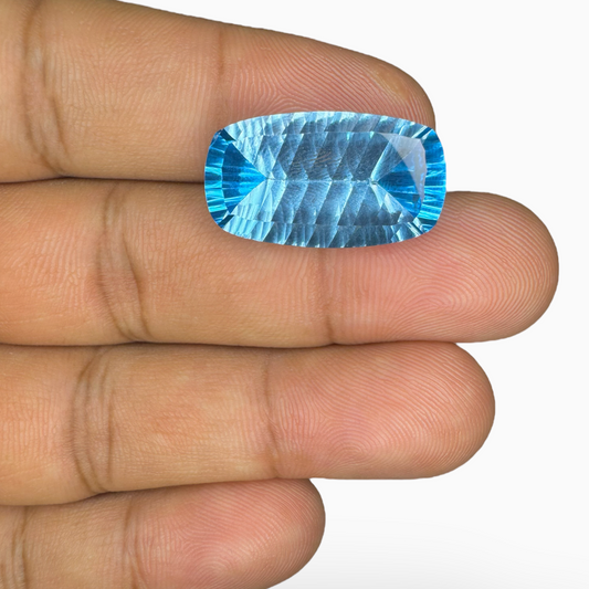 Swiss Blue Topaz 18.10 Carats Long Cushion Shape Stone Size 23X13mm