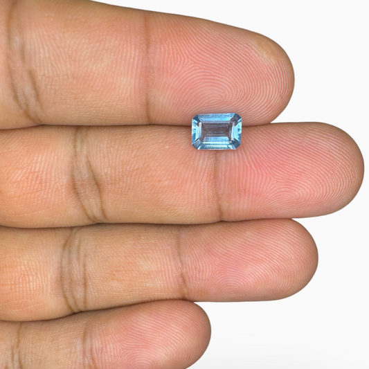 Swiss Blue Topaz Deep Sky Blue Color 1.25 Carats Emerald Cut Shape Size 8X6mm