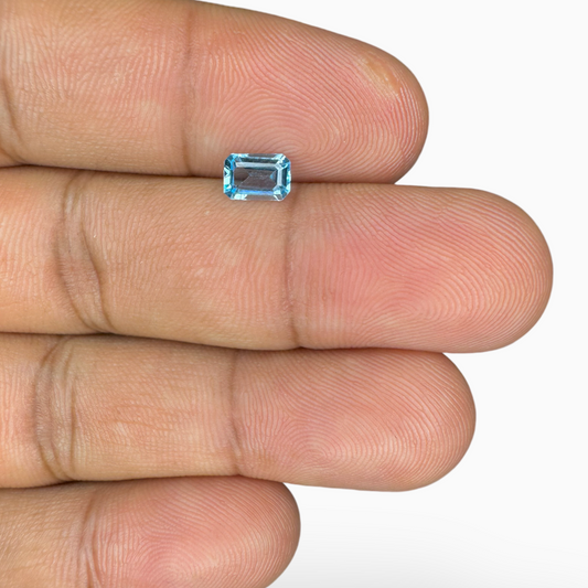 Swiss Blue Topaz Deep Sky Blue Color 0.70 Carats Emerald Cut Shape Size 7X5mm